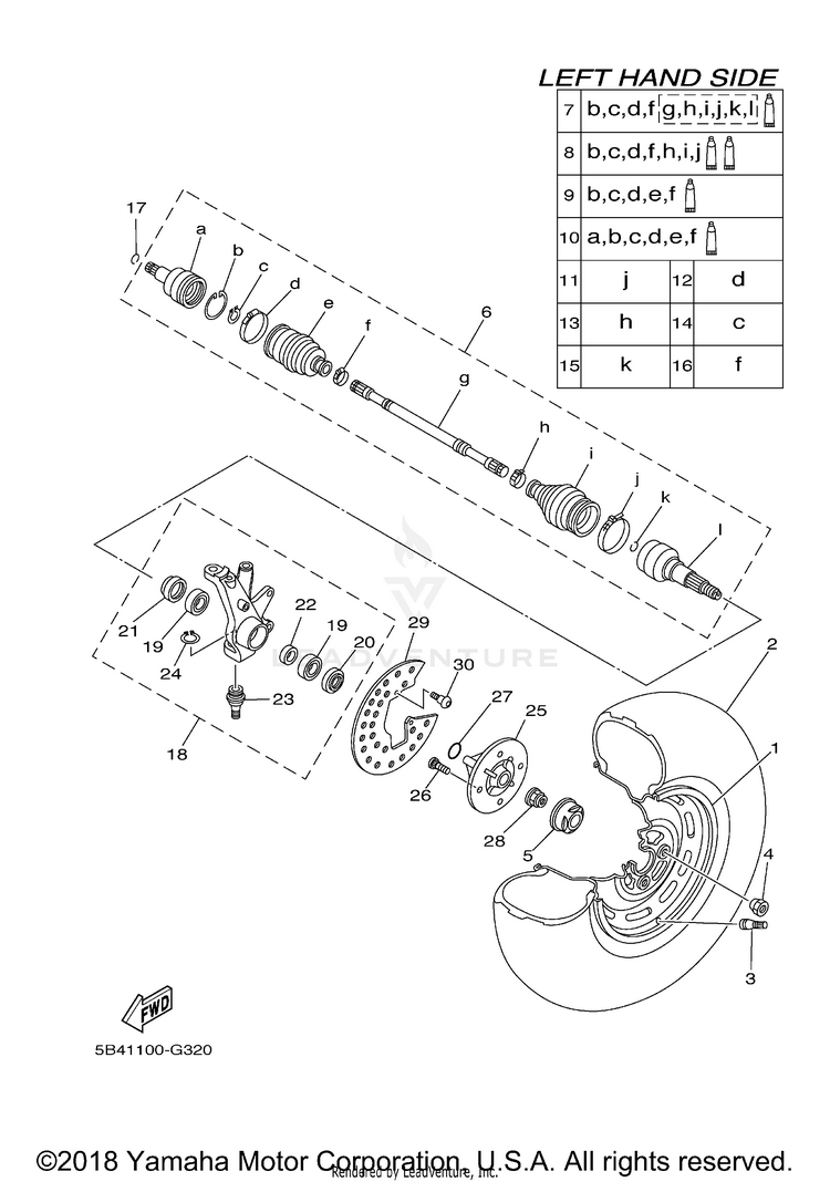 Front Wheel RHINO 700 HUNTER EDI - YXR7FHB - 2012 Schematic