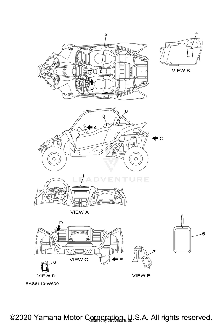 Emblem Label 1 YXZ1000R SS SE CAL - YXZ10YCCMW - 2021 Schematic