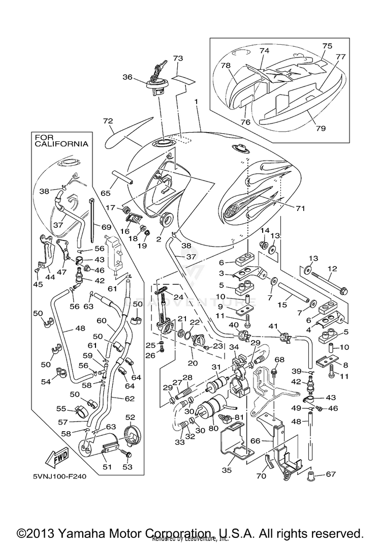 Fuel Tank ROAD STAR CA with flames - XV17AWWC-F - 2007 Schematic