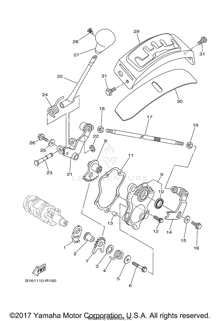 Shift Shaft KODIAK 700 4WD HUNTER - YFM70KDHJH - 2018 Schematic