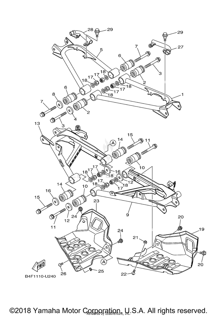 Rear Arm GRIZZLY EPS 4WD - YFM70GPAKR - 2019 Schematic