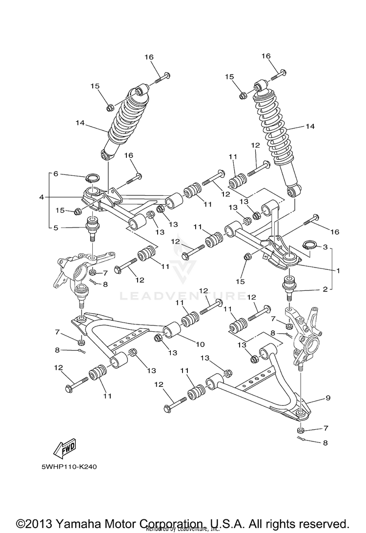 Front Suspension Wheel GRIZZLY 350 2WD - YFM35GAGR - 2011 Schematic