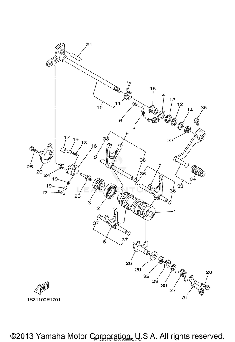 Shift Cam Fork RAPTOR 700 - YFM700RV - 2006 Schematic