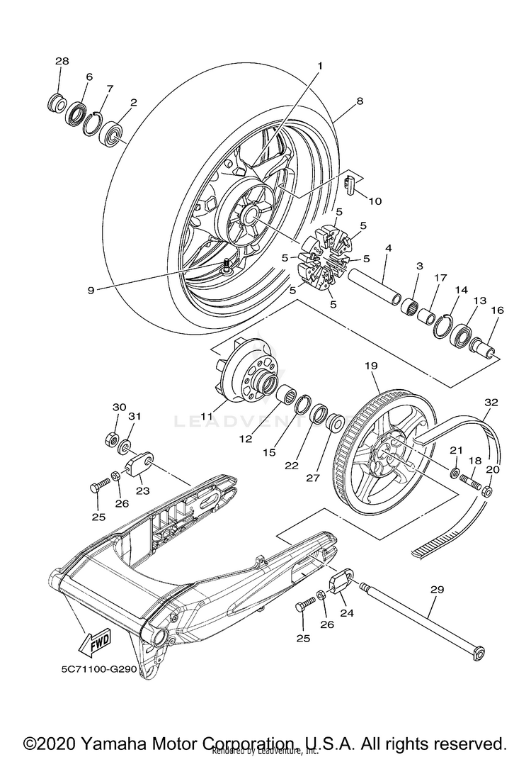 Rear Wheel RAIDER - XV19CXCR - 2008 Schematic