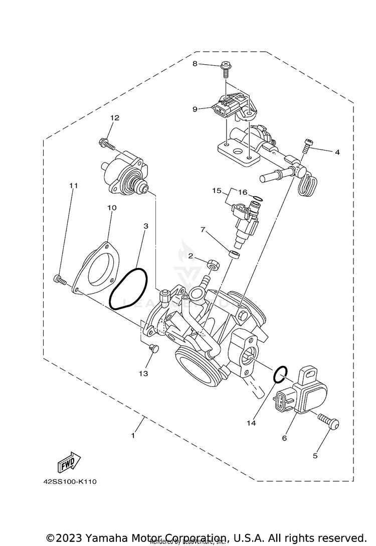 Throttle Body Assy 1 RHINO 700 - YXR7FAGR - 2011 Schematic