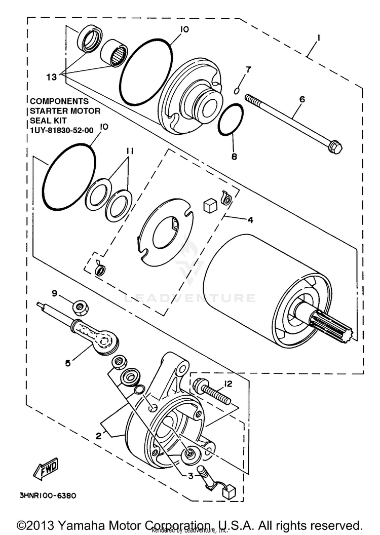 Starting Motor KODIAK 4WD - YFM400FWJ - 1997 Schematic