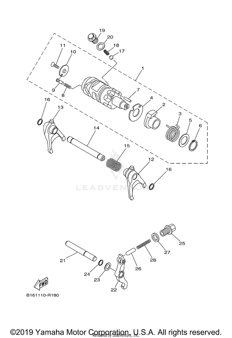 Shift Cam Fork KODIAK 700 - YFM70KDXJG - 2018 Schematic