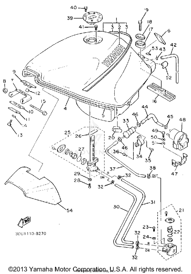 Fuel Tank (Non- California Model) Schematic