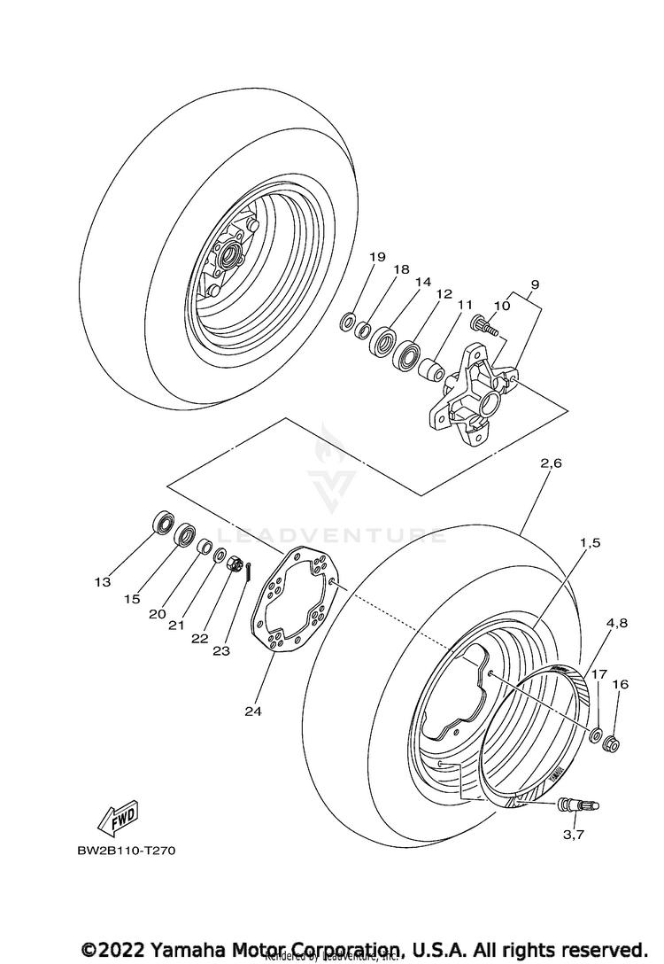 Front Wheel YFZ450R SE - YFZ45YSSJW - 2018 Schematic