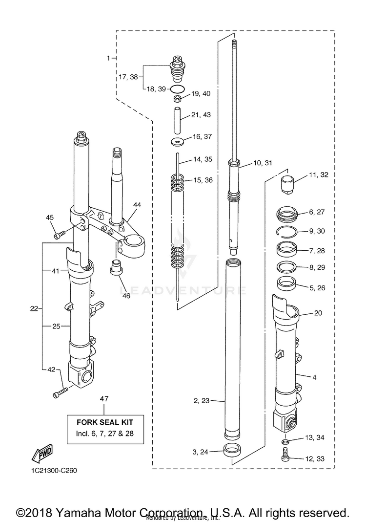 Front Fork FZ1 - FZS1TC - 2005 Schematic