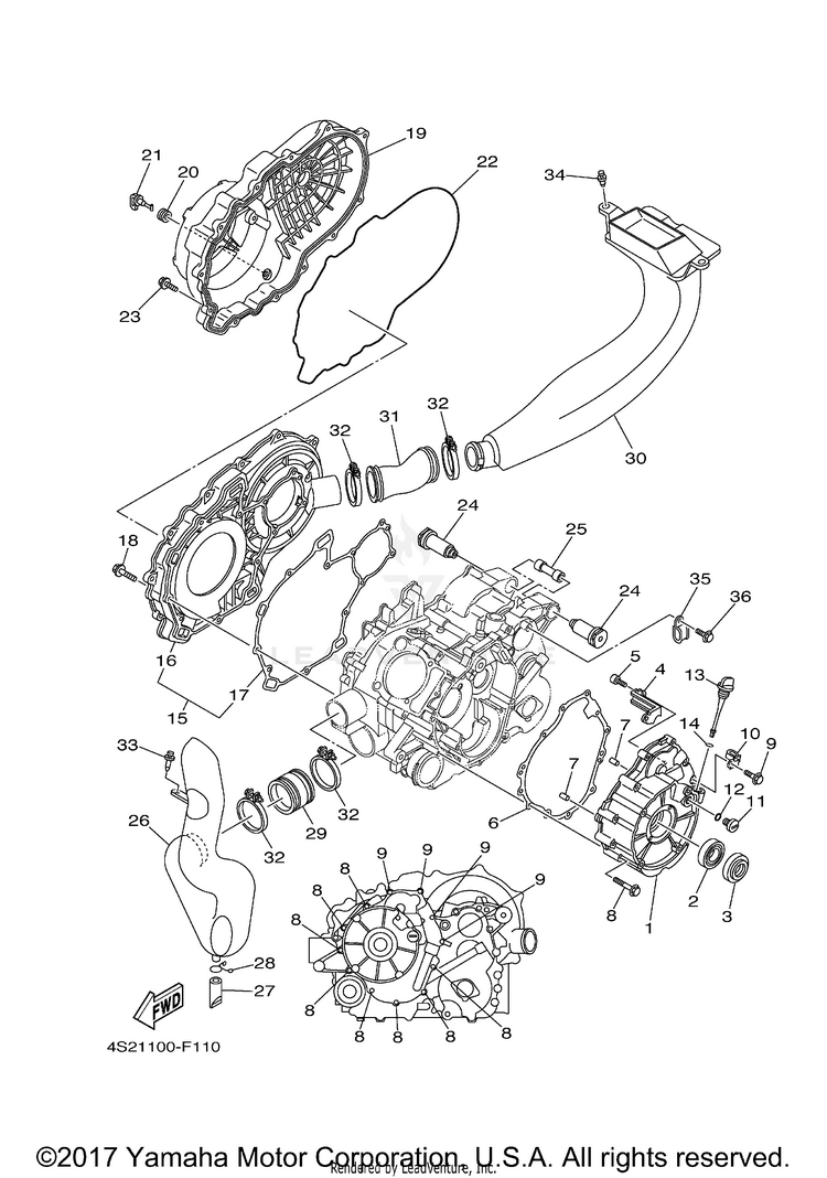 Crankcase Cover 1 GRIZZLY 350 IRS 4WD - YFM35FGIZG - 2010 Schematic