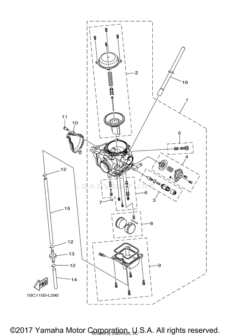 Carburetor GRIZZLY 300 - YFM30GBGR - 2012 Schematic