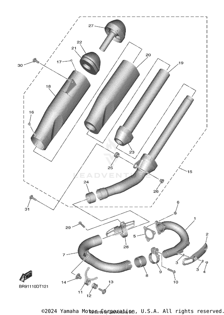 Exhaust YZ450F - YZ450FJL - 2018 Schematic