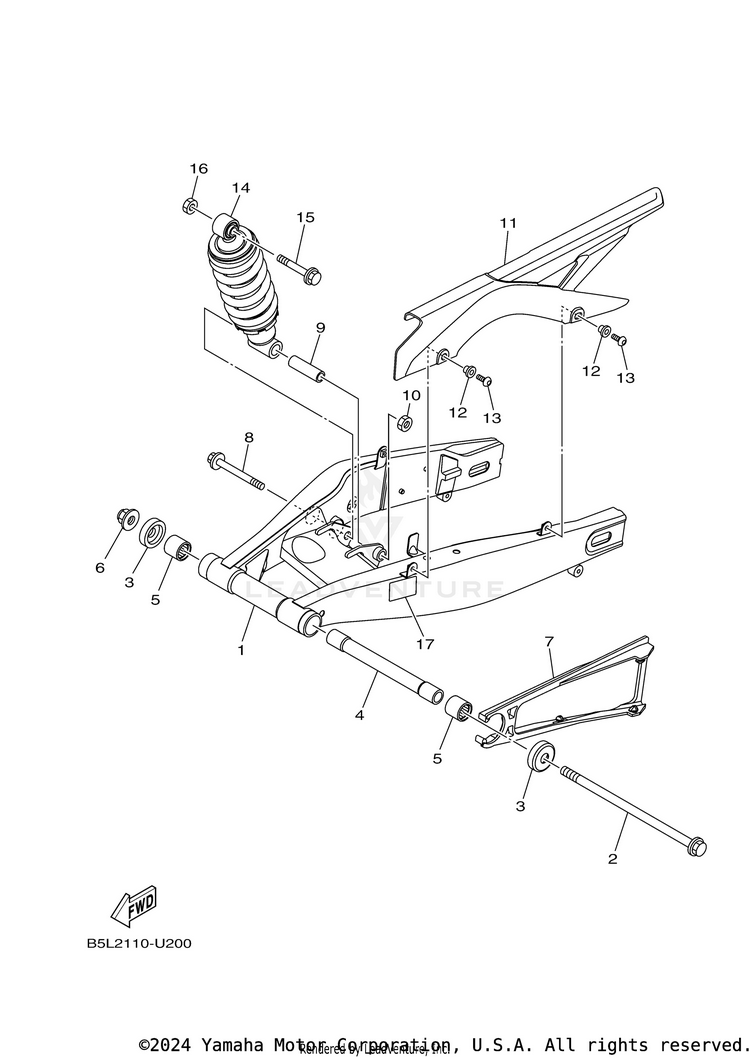 Rear Arm & Suspension YZFR3 - YZFR3LL - 2020 Schematic