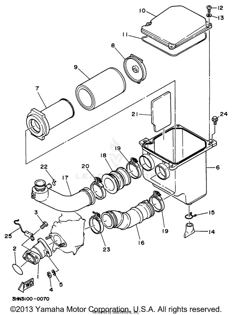 Intake BIG BEAR 2WD - YFM350UH - 1996 Schematic