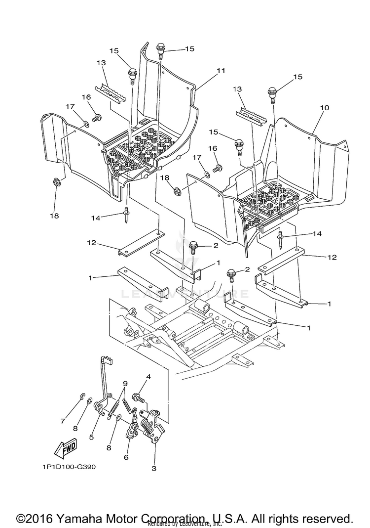 Stand Footrest GRIZZLY 400 4WD - YFM4FGX - 2008 Schematic