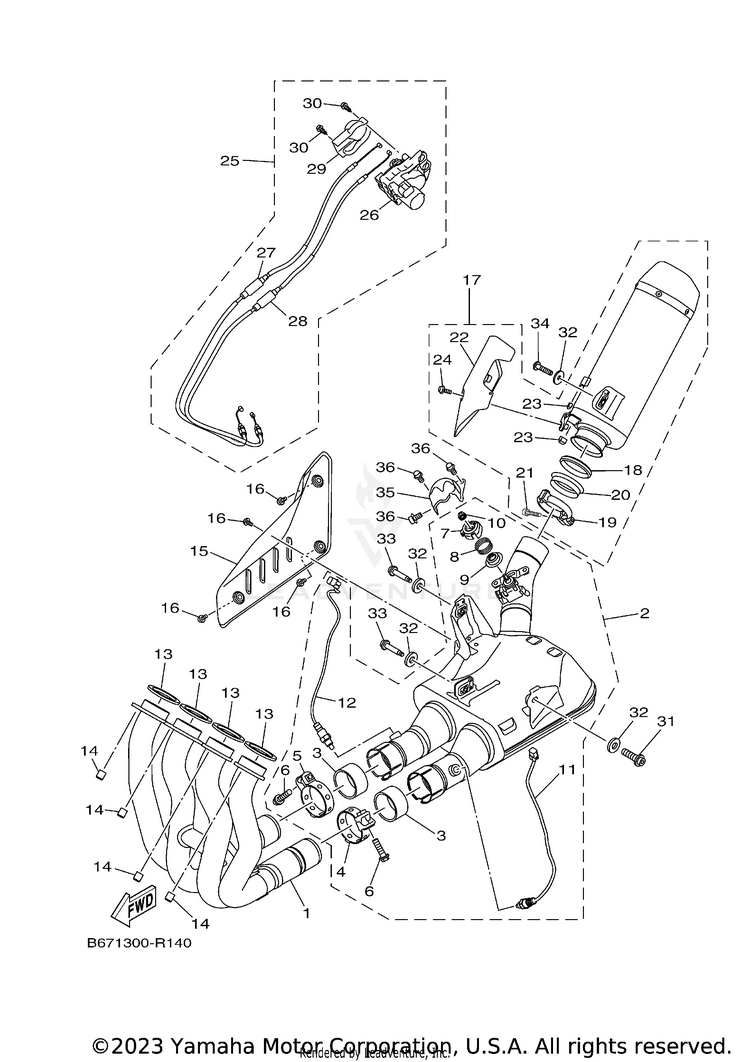 Exhaust FZ10 - FZ10HCB - 2017 Schematic