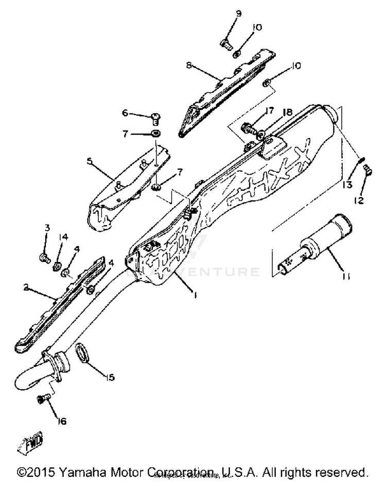 Exhaust XT250H - 1981 Schematic