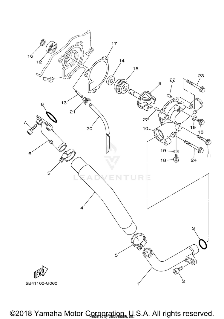 Water Pump RHINO 700 HUNTER EDI - YXR7FHB - 2012 Schematic