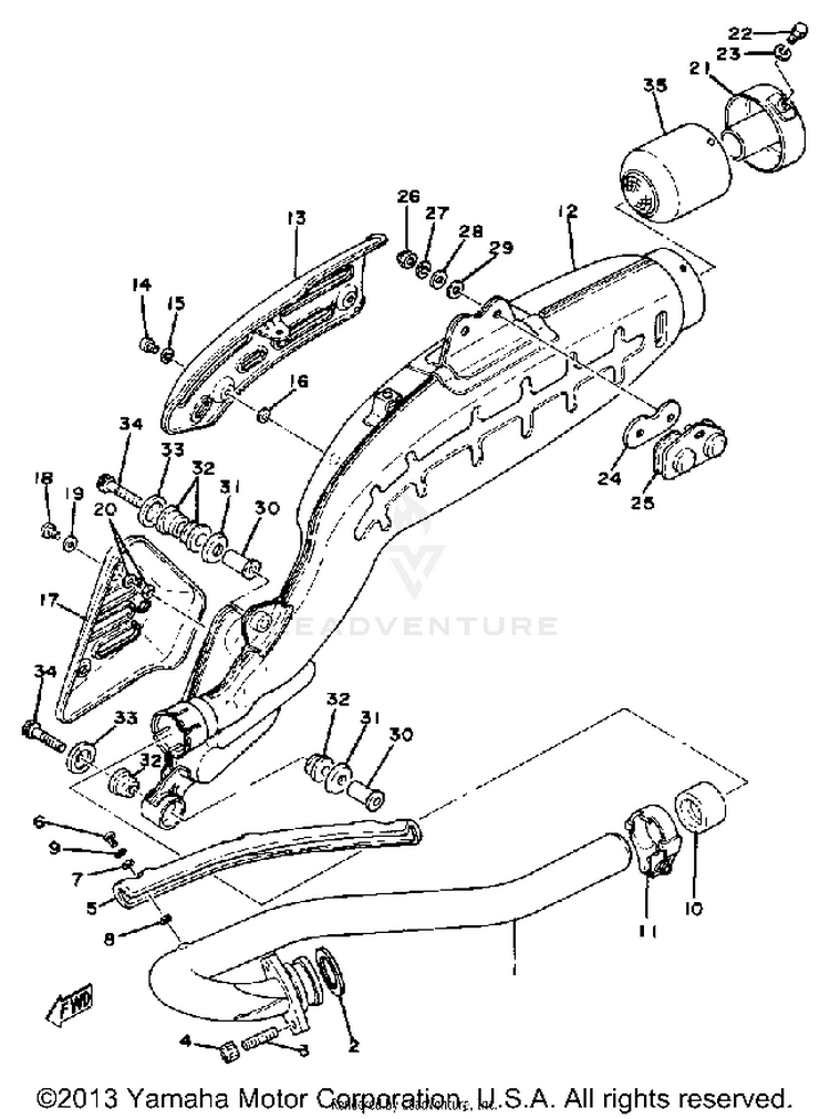 Exhaust XT500E_205 - 1978 Schematic