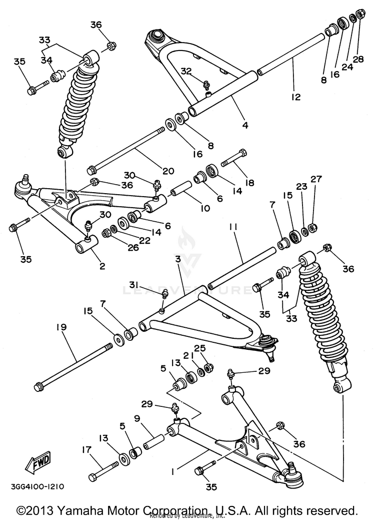 Front Suspension - Wheel BANSHEE - YFZ350H - 1996 Schematic