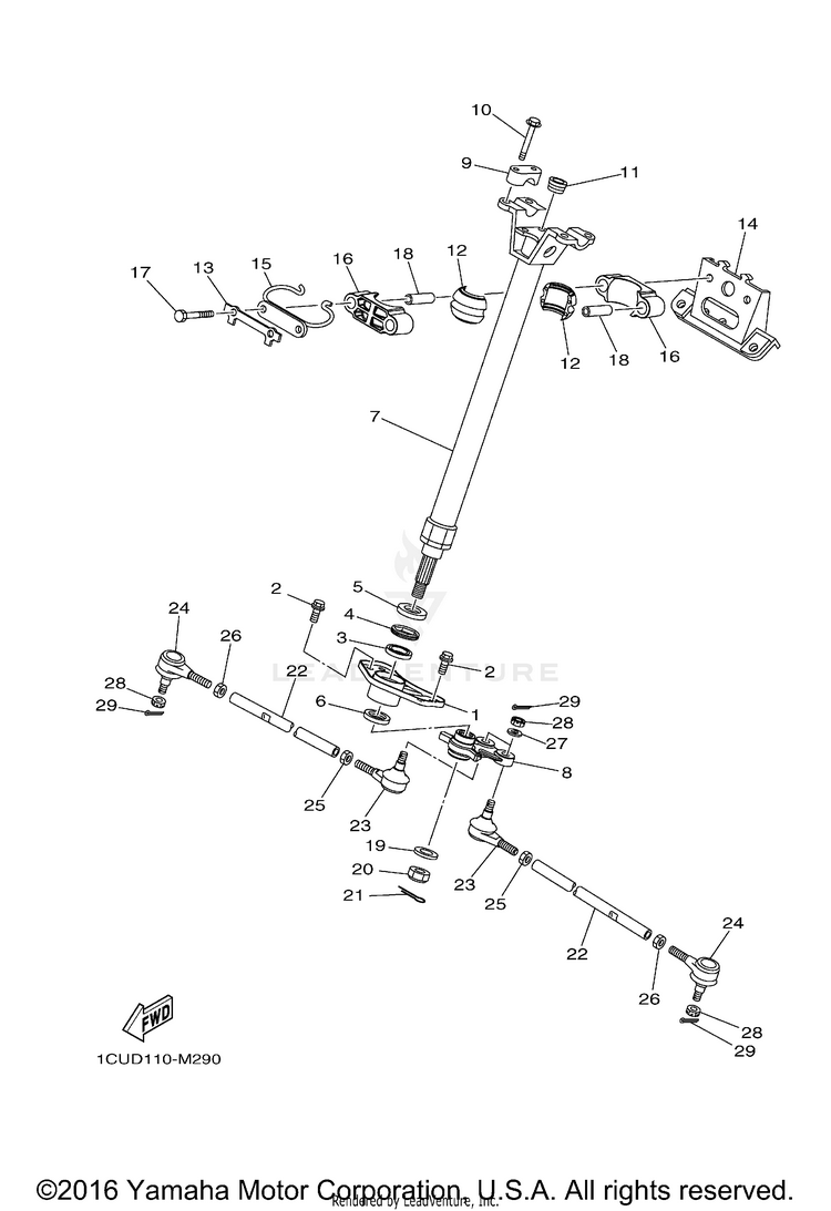 Steering GRIZZLY 450 4WD - YFM45FGDGR - 2013 Schematic