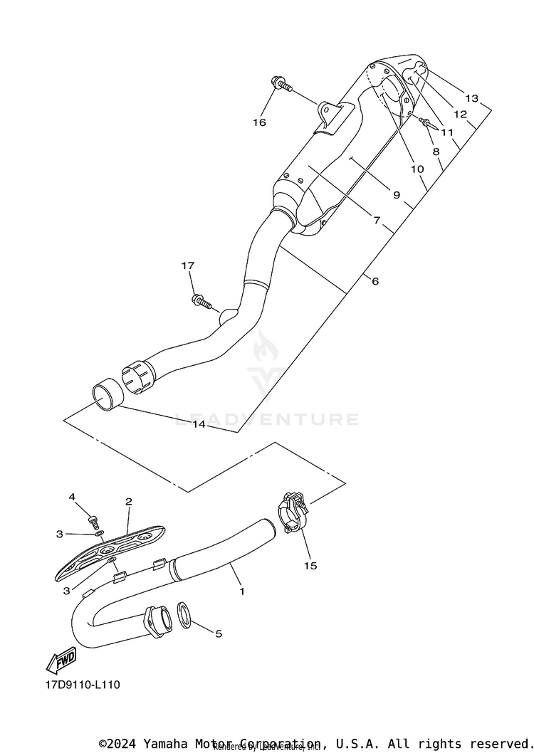 Exhaust YZ250FB - YZ250FBL - 2012 Schematic