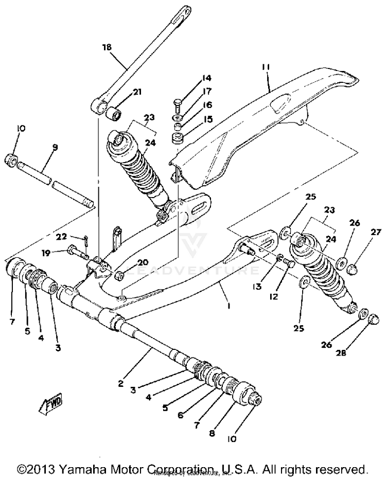 Rear Arm - Rear Cushion - Chain Case Schematic