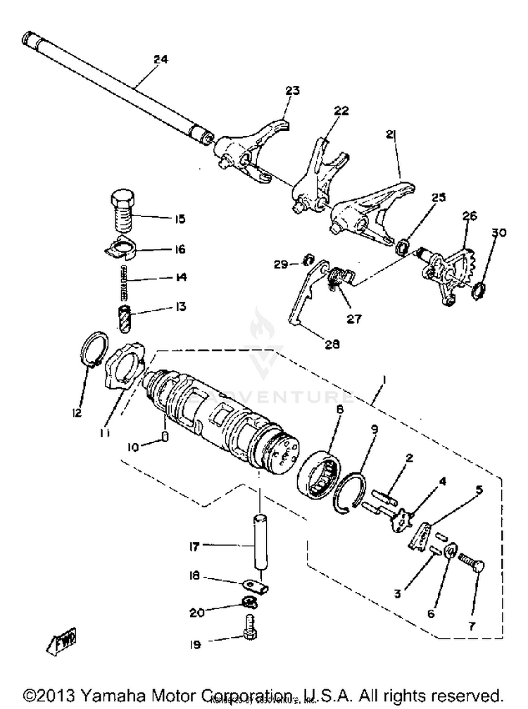 Shift Cam Fork XS1100LG - 1980 Schematic