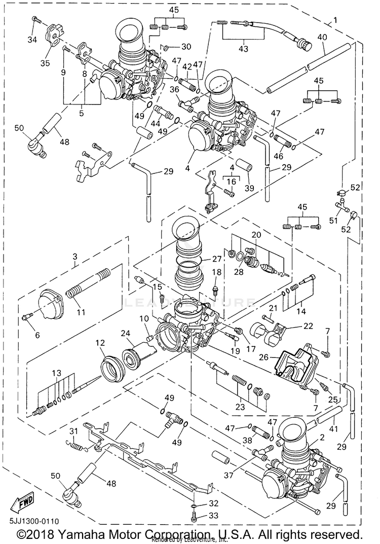 Carburetor YZFR1 - YZFR1NC - 2001 Schematic