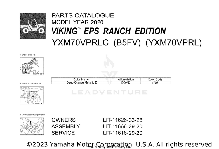 1 Title Page VIKING EPS RANCH - YXM70VPRLC - 2020 Schematic