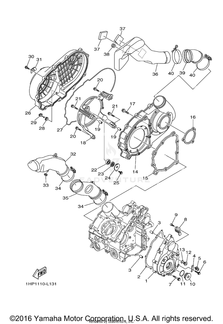 Crankcase Cover 1 GRIZZLY 550 4WD - YFM5FGDGR - 2013 Schematic