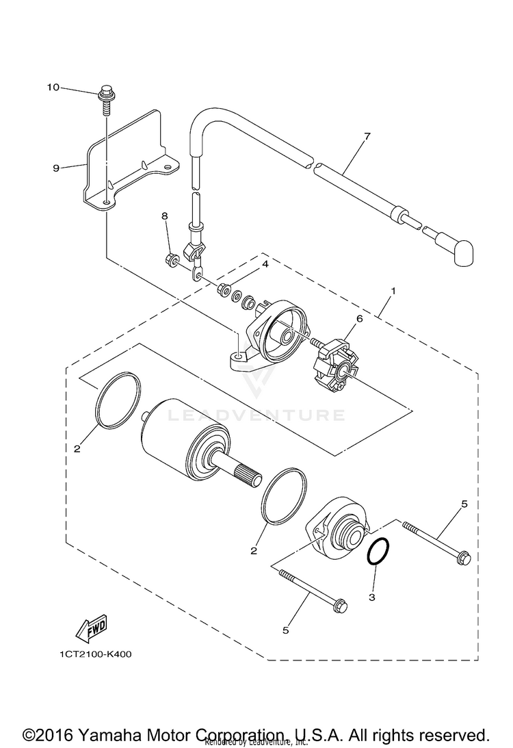 Starting Motor GRIZZLY 450 4WD - YFM45FGBGR - 2012 Schematic