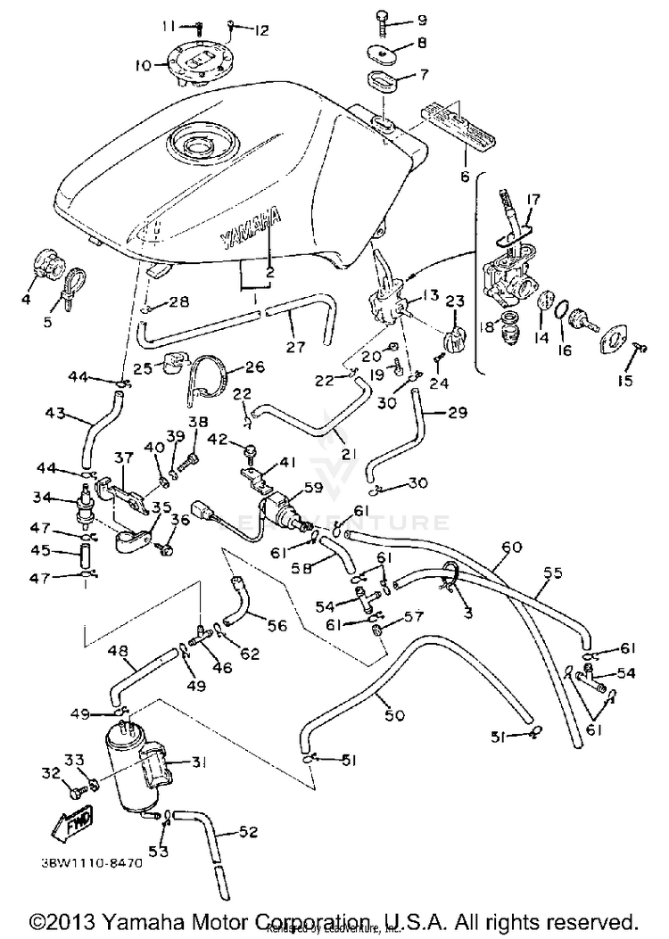 Fuel Tank California Model Only Schematic