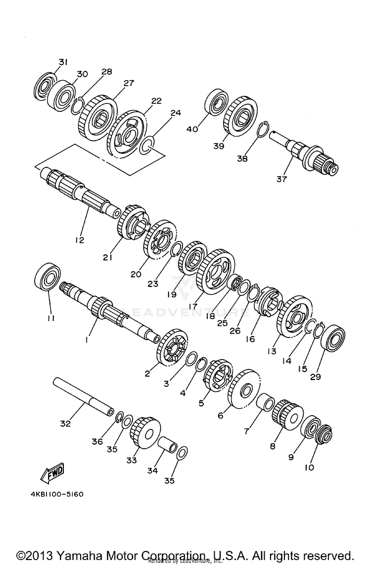 Transmission WOLVERINE 4WD - YFM350FXH - 1996 Schematic