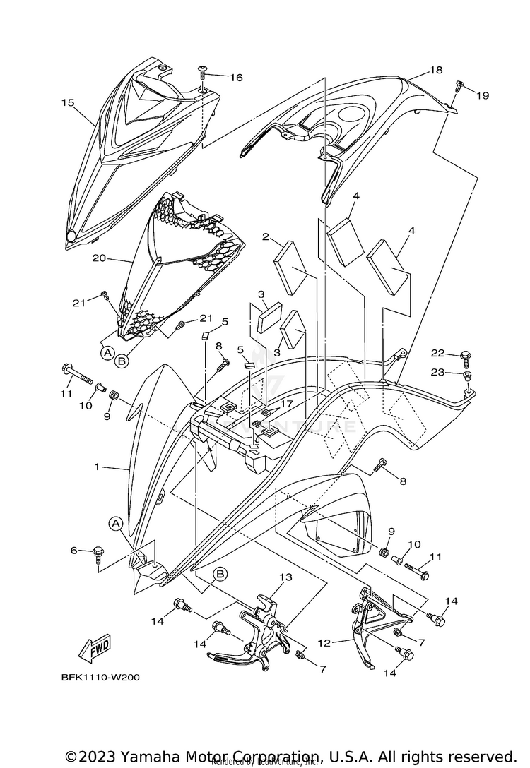 Front Fender RAPTOR 700R SE CAL - YFM70RCCRB - 2024 Schematic