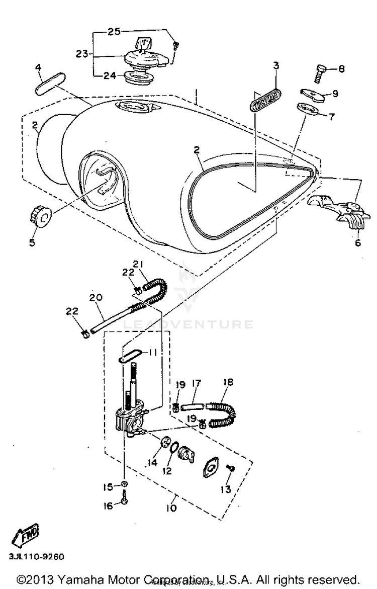 Fuel Tank California Model Only Schematic