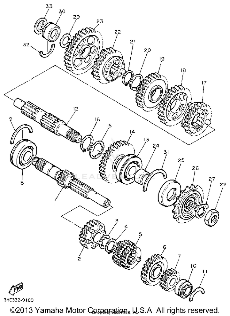 Transmission FZR600RAC - 1990 Schematic