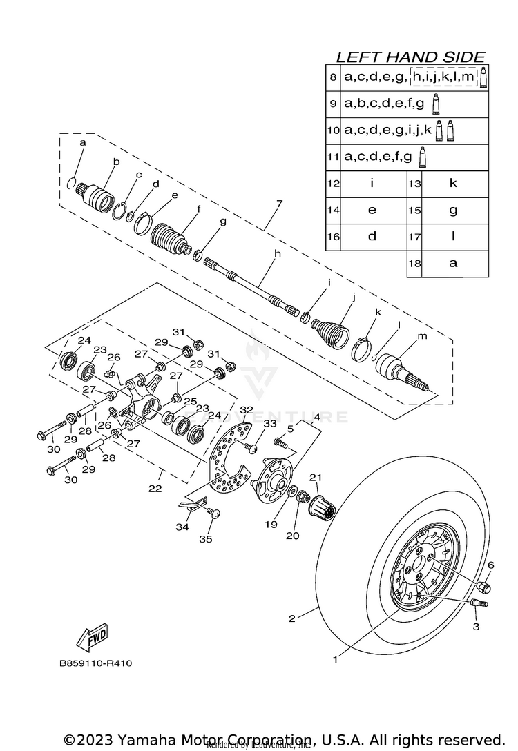 Rear Wheel WOLVERINE EPS - YXE70WPBHL - 2017 Schematic
