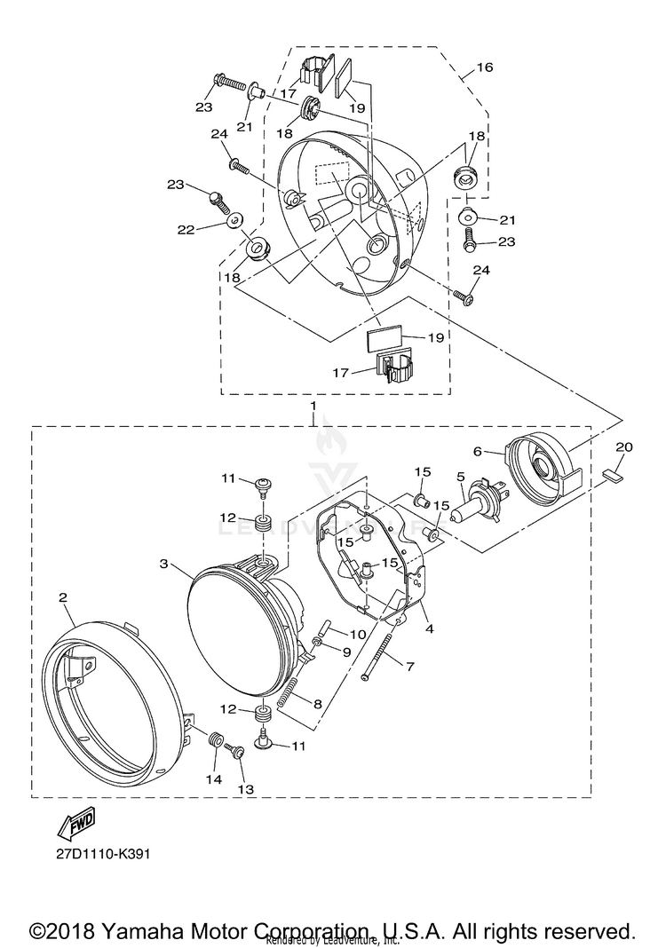 Headlight STRYKER - XVS13CBCO - 2012 Schematic