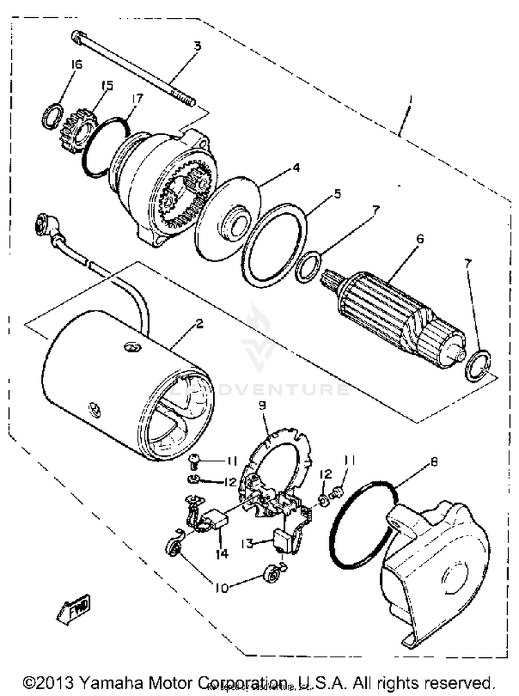Starting Motor XS1100SH - 1981 Schematic