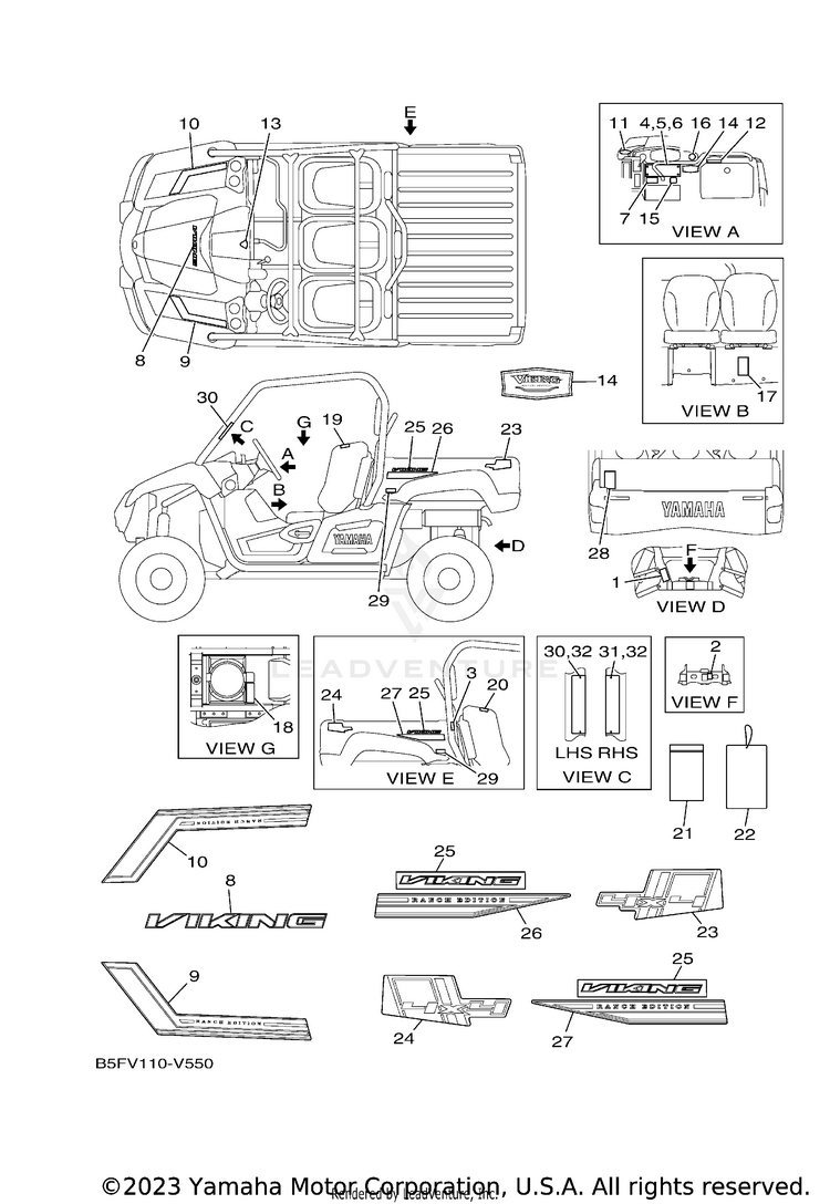 Emblem Label 1 VIKING EPS RANCH - YXM70VPRLC - 2020 Schematic