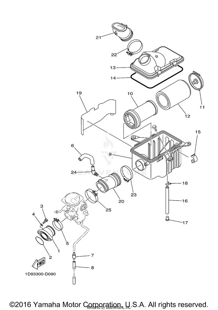 Intake GRIZZLY 450 4WD - YFM45FGBGR - 2012 Schematic