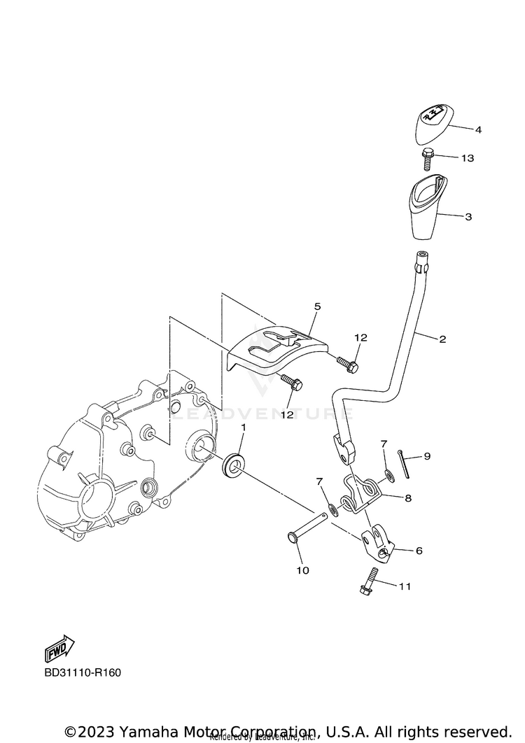 Shift Shaft RAPTOR 110 - YFM01RYXRG - 2024 Schematic