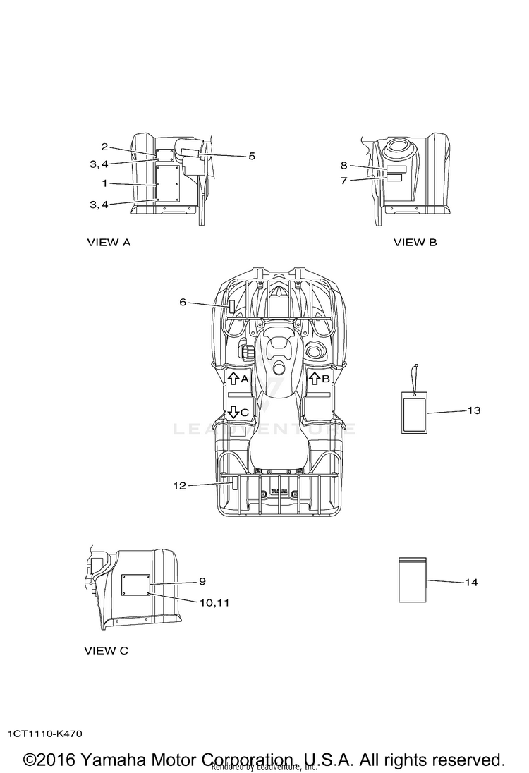 Emblem Label 1 GRIZZLY 450 EPS 4WD - YFM45FGPAL - 2011 Schematic
