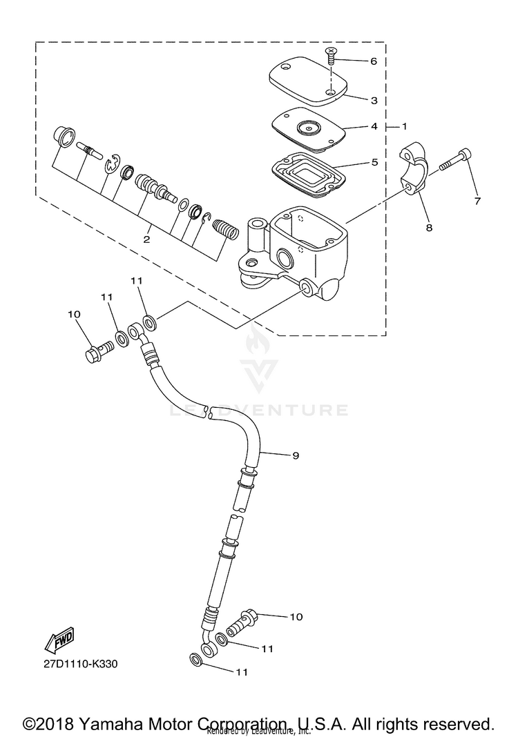 Front Master Cylinder STRYKER - XVS13CBCO - 2012 Schematic