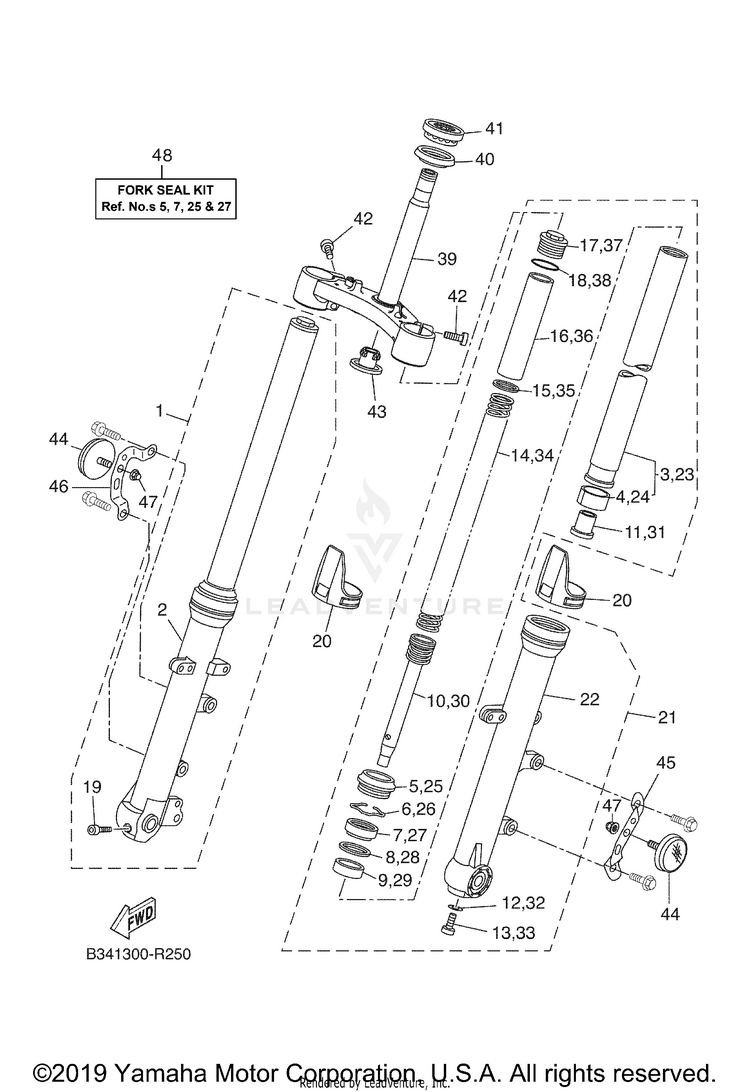 Front Fork XSR700 - XSR700JCGY - 2018 Schematic