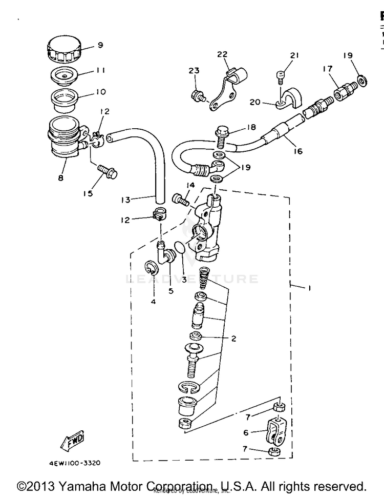 Rear Master Cylinder YZ250E - 1993 Schematic