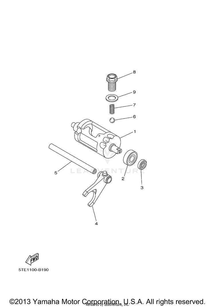 Shift Cam Fork KODIAK 400 4WD - YFM400FAR - 2003 Schematic