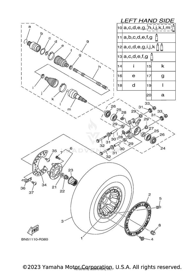 Rear Wheel WOLVERINE R-SPEC EPS - YXE70WPSHS - 2017 Schematic